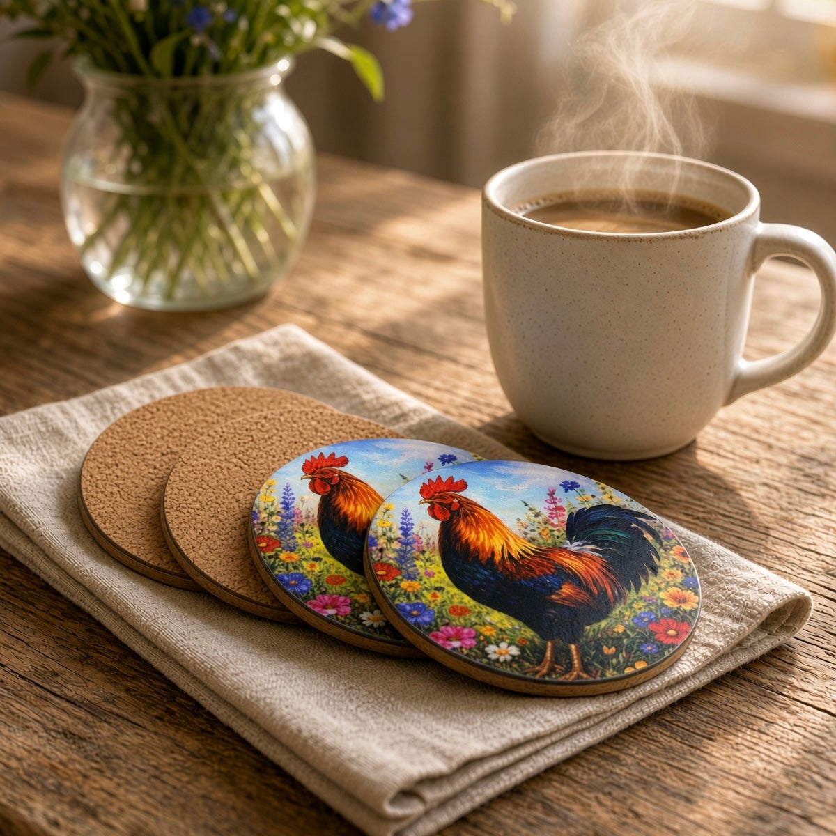 Painterly Coasters | Wildflower Hour | Rooster Coasters