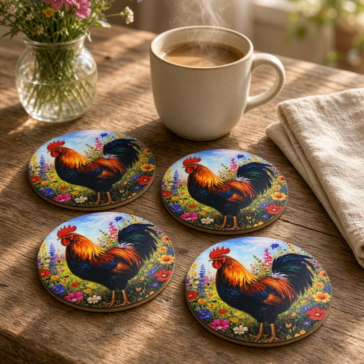 Painterly Coasters | Wildflower Hour | Rooster Coasters