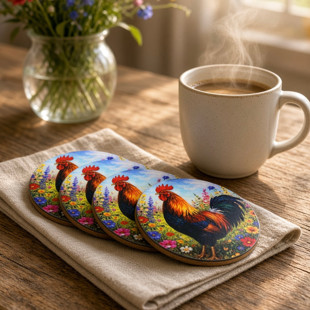 Painterly Coasters | Wildflower Hour | Rooster Coasters