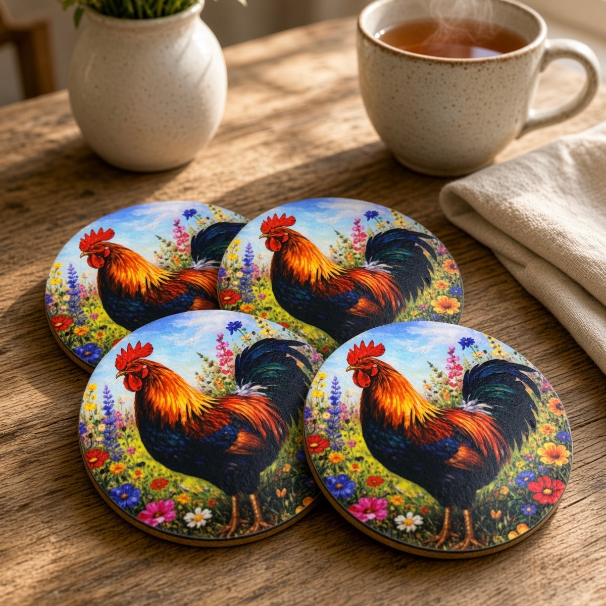 Painterly Coasters | Wildflower Hour | Rooster Coasters