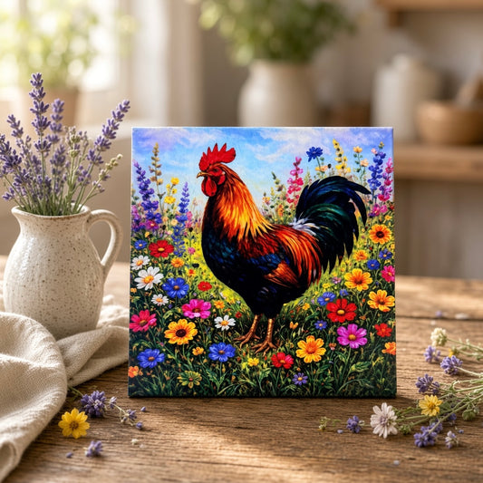 Wildflower Hour Art Tile | Rooster Shelf Art